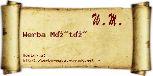 Werba Máté névjegykártya